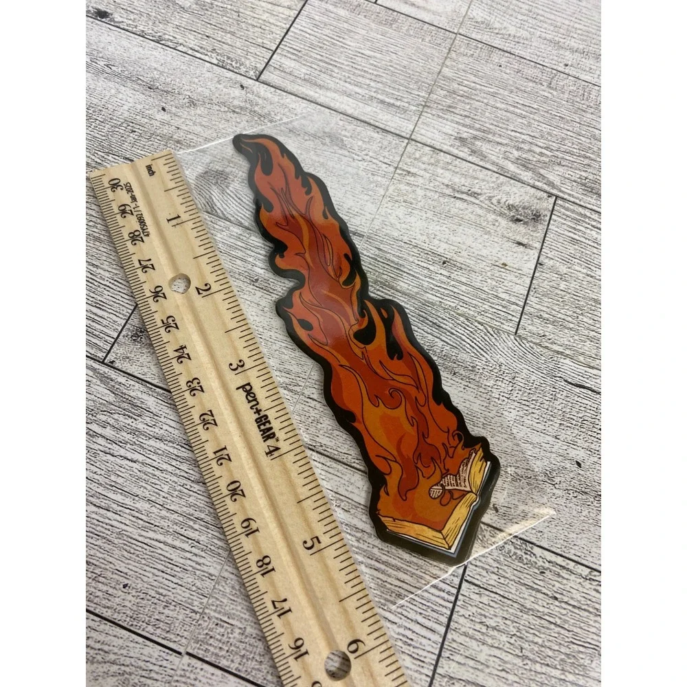Burning Open Book Fire Flames Die-Cut Bookmark - Moody Fantasy Spicy Romance